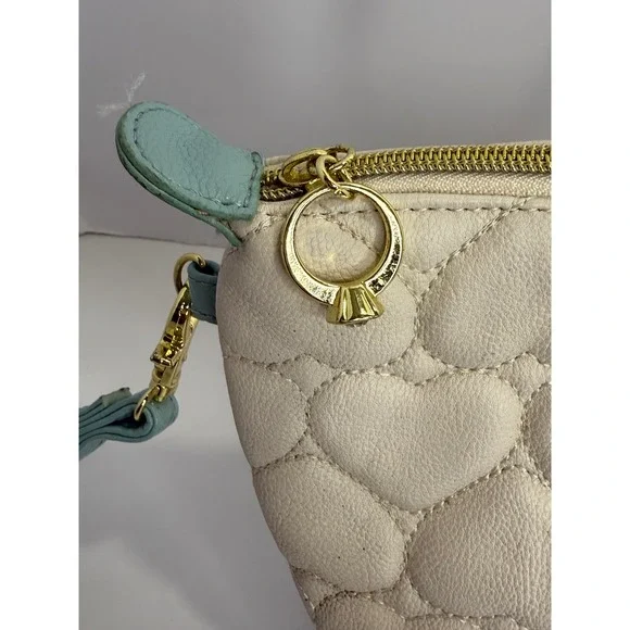 Betsy‎ Johnson Quilted Hearts Wristlet Cosmetic Clutch Zip Bag Romantic Coquette - Picture 9 of 12